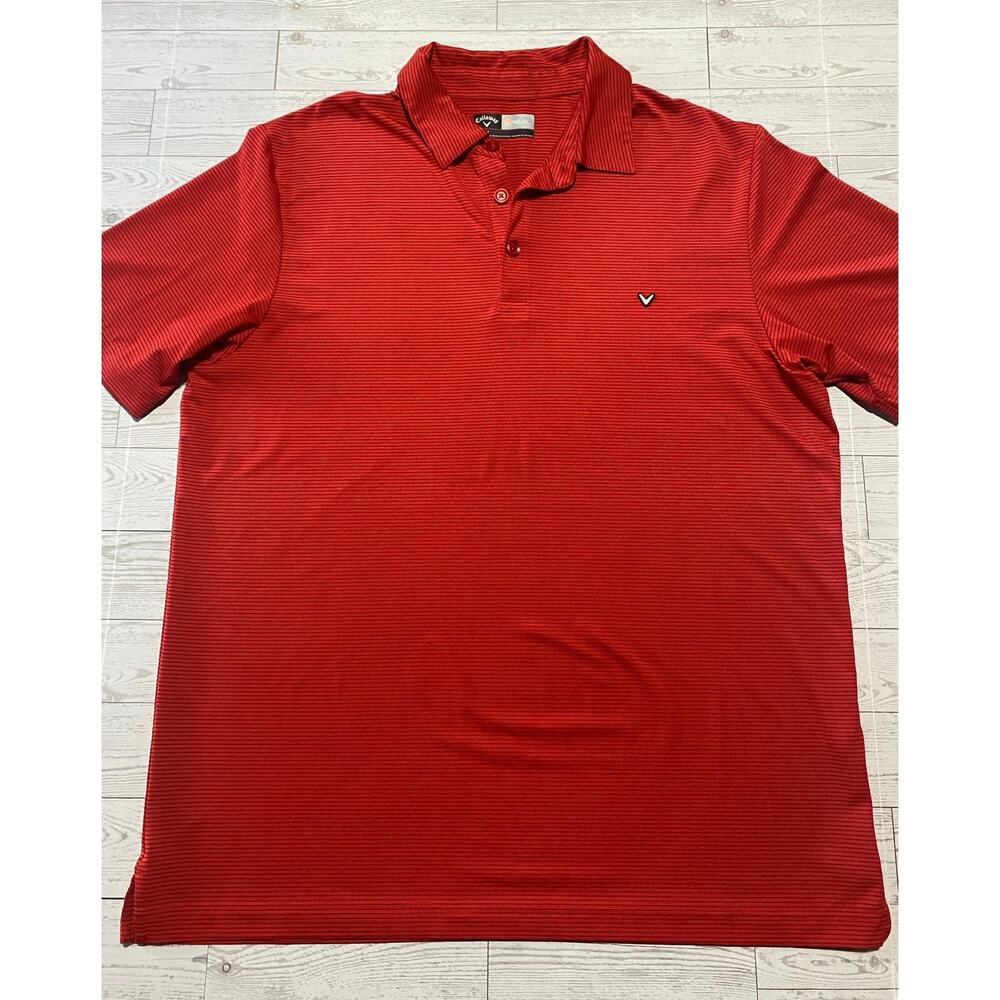 Callaway Opti-Dri Red Striped Golf Polo Shirt Men’s Size M Moisture Wicking